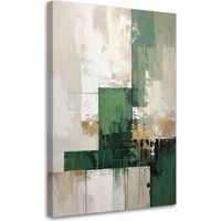 Cuadro en Lienzo, Abstracción verde y beige, 20x30