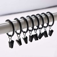 Lot de 30 clips pour rideauxClips pour rideaux avec anneaux de 35 mm de diamètre à usage multiple - Noir