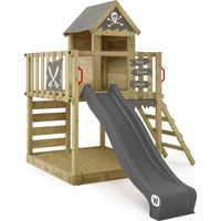 Wickey Smart Life cabane en bois avec toboggan et bac à sable en anthracite