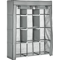 Armoire pliable en tissu, penderie portable avec 8 étagères et 2 tringles pour chambre, 125 x 43 x 162,5 cm, grise