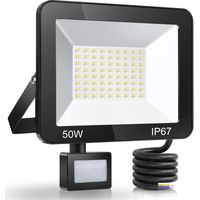 Faretto LED da esterno 50W con sensore di movimento, lampada da esterno per giardino, patio, ingresso, faretto LED impermeabile IP67 con sensore, illuminazione da esterno bianco freddo 7000K 5000LM