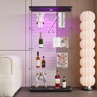 Pergar – Vitrine en verre trempé 4 étagères – Design noir moderne avec éclairage intégré – Dimensions 42,5x36,5x164 cm – Parfaite pour exposition