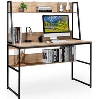 Costway – Bureau droit avec bibliothèque 120 x 55 cm – Étagères de rangement – Construction en bois d'ingénierie et fer – Design compact 57 x 120 x 140 cm