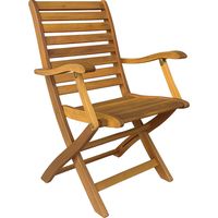 Set 2 Sedie Pieghevoli con Braccioli in Legno di Acacia 56X60XH90CM