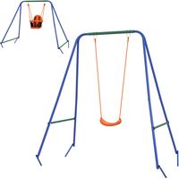 Altalena da Giardino 2 in 1 Neonati Bambini 6 mesi-8 anni Arancione Blu