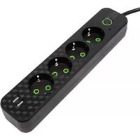 Prise murale européenne à 4 trous avec interrupteur principal et prise USB Type-C