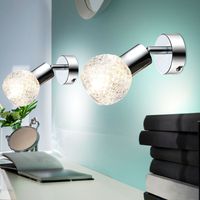 Applique murale spot lampe spot spot mural spot lampe de couloir, spot mobile, verre chromé blanc, 1x douille E14, HxLxA 15,5x8x17cm, lot de 2