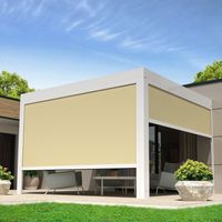 Toldo vertical compatible con pérgola LEVANTE y AIGUABLAVA 2,50x2,50 M (Motorizada con mando a distancia - Blanco satinado RAL9010 - Crudo)