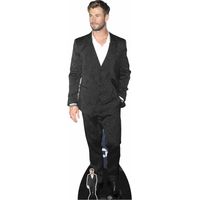 Figurine en carton Chris Hemsworth en costume noir et tshirt blanc 190 cm
