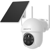 Caméra de Surveillance Solaire extérieure 4MP, Wi-FI 2,4/5 GHz, Alarme en Cas de détection de Personnes, Vision Nocturne en Couleur, Audio bidirectionnel, étanche, Compatible avec Alexa, Blanc