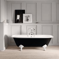 Freistehende Gusseisen Badewanne PLYMOUTH schwarz Füße WEISS 153