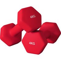 Set de 2 Haltères Hexagonaux 2x4 kg en Métal et Plastique avec Poignées Antidérapantes, 19x9x9 cm, Rouge