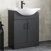 Alpine Black Bathroom Furniture Vanity Unit with Basin 650mm