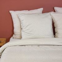 Parure de lit 220x240 - Housse de Couette imprimé léopard + 2 Taies d'oreiller – en Microfibre frappé Crème