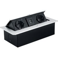 Prise Encastrable Plan de Travail argent, Multiprise Plan de Travail Cuisine avec 2 Prises +2USB