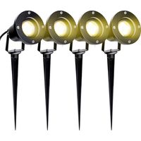 Jiubiaz Set di 4 proiettori da giardino Spot Led per esterni con picchetto, 6W Illuminazione per esterni IP65 Bianco caldo