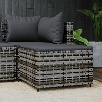 Vidaxl – Repose-pied de jardin avec coussin gris – Résine tressée résistante aux intempéries – Cadre en acier enduit de poudre – Confort optimal