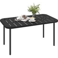 Table basse extérieur table terrasse rectangulaire métal imperméable plateau lattes extérieur