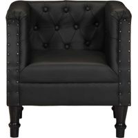 Fauteuil de Salon,Chaise,Fauteuil Noir Cuir véritable CFW139565