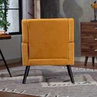Fauteuil capitonné en daim à boutons – Fauteuil moderne du milieu du siècle avec coussin en mousse haute densité et pieds en bois massif, idéal pour les petits espaces : salon, chambre, bureau
