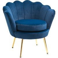 Poltrona a Conchiglia Vintage Schienale Alto Blu 76x67x74cm