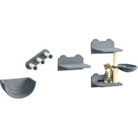 Juego de Escalada para Gatos de Pared Estantes para Gatos 4 Piezas Hamaca Nido Plataformas para Saltar Gris