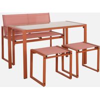 Set tavolo da giardino incastrabile in acciaio e textilene con 4 sedie