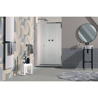 Nicchia doccia 120 cm scorrevole con profili in alluminio brillantato cromo e finitura pannelli trasparente - Cee Art