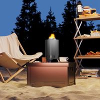 Brasero en acier inoxydable Ø16x25cm, foyer avec tisonnier, brasero sans fumée, gris
