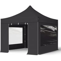 TOOLPORT PopUp Gazebo Party Tent 3x3m - with panorama windows PREMIUM 100% waterproof roof marquee black