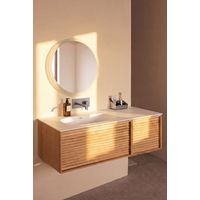 Meuble salle de bain suspendu JANE L120 x H39 x P50 cm couleur chêne clair BASS + vasque encastrée sans trou robinet