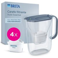 Caraffa filtrante - BRITA - Style Essential Blu minerale - Capacità 2,4L di cui 1,4L di acqua filtrata - 4x Maxtra Pro Pure Performance