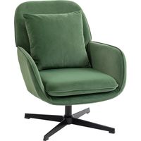 Poltrona da Salotto Girevole con Cuscino Lombare e Rivestimento in Tessuto Effetto Velluto, Verde
