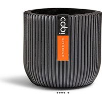 Pot Groove plastique forme eggpot H 13 x D 14cm Noir-blanc - dimhaut: H 13 cm - couleur: Noir-blanc
