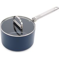 Sartén antiadherente Joseph Joseph Space de 23 cm (5.4 qt), mango plegable de acero inoxidable, apta para inducción, horno hasta 232°C, fácil almacenamiento.