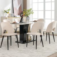 Fauteuil Esszimmerstuhl (6 pièces). Fauteuil design avec dossier rigide. Assise en velours. Structure métallique. Pieds réglables. Motif diamant sur le dos du fauteuil. Couleur beige.