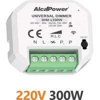 Alcapower Smart Dimmer 230V AC 300W per lampade LED, CFL, incandescenza e alogene, controllo remoto App, illuminazione domestica e professionale