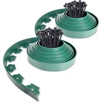 10 Meter Gartenkante aus Kunststoff mit 30 Heringen, flexible Rasenkante, Grasbegrenzung mit starken Heringen, Gartenidee, Höhe 50 mm, Schwarz