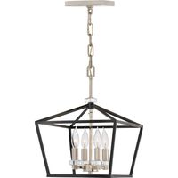 Elstead Hinkley Stinson Lanterne Lampada da soffitto a sospensione nera con nichel lucido