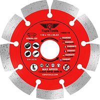 1 lame de scie circulaire TopsTools TTDS115 115 mm x 10 mm x 22,23 mm alesage diamant segmente pour meuleuse d'angle compatible avec Bosch, Dewalt, Makita, Milwaukee et beaucoup d'autres.
