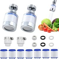 2 Pièces Filtre Robinet Anti Calcaire, Filtre Anti Calcaire Robinet, Filtre Eau Robinet Avec 7 éléments Filtrants en Coton PP, Filtre Calcaire Robinet Rotatif à 360°, Filtre à Eau Robinet