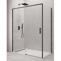 Cabine Paroi de douche angulaire ALLSTONE CETUS 1+1 avec côté fixe, sans profil inférieur 175x75 cm profil Noir