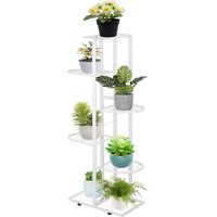 Trintion 6-Tier Vintage Metal Plant Stand, Indoor/Outdoor Flower Pot Stand with Rust-Resistant Coating, Space-Saving Decorative Plant Shelf for Home, Garden, or Balcony(White)