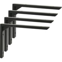 4 x Heavy Duty 20 cm Wall Shelf Brackets, Corner Wall Shelf Brackets, Black Stainless Steel Wall Shelf Brackets for Bedroom/Bathroom/Kitchen