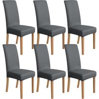 Set di 6 coprisedie elasticizzate per sedie da pranzo, 48x48x70 cm, grigio scuro