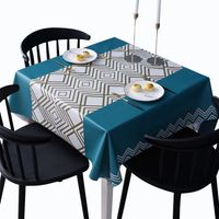 royaluxe -Nappe de Table PVC, Nappe rectangulaire, Nappe rectangulaire Anti Tache, Nappe Impermeable, Nappe Tache pour Picnic, Exterieur, Jardin, Géométrie, (Bleu)120x120cm
