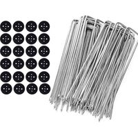 Piquets de Fixation en Acier Galvanisé (80 Pièces) - Agrafes de Fixation Solides pour Toile de Paillage, Grillage et Filets - 150 mm Long, 30 mm Large, Ø 3 mm