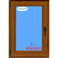 Ventana PVC 800x1000 Roble Dorado Oscilobatiente Izquierda Vidrio Transparente