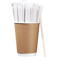 Promotions d'été Lot de 100 bâtonnets à café jetables en bois, 14 cm, emballage individuel, pour café, boissons et cocktails. Accessoires pour bar à café. Touillettes à café.