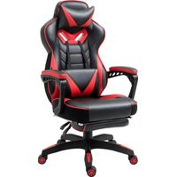 Vinsetto Gaming Chair Ergonomic Reclining Manual Footrest Wheels Red